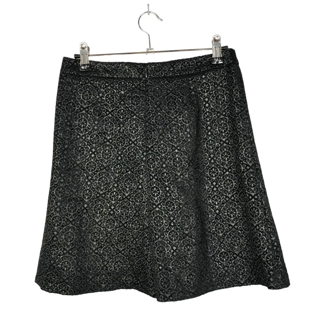 Ann Taylor Loft Black Jacquard Shimmer A-Line Skirt XXS - Image 2
