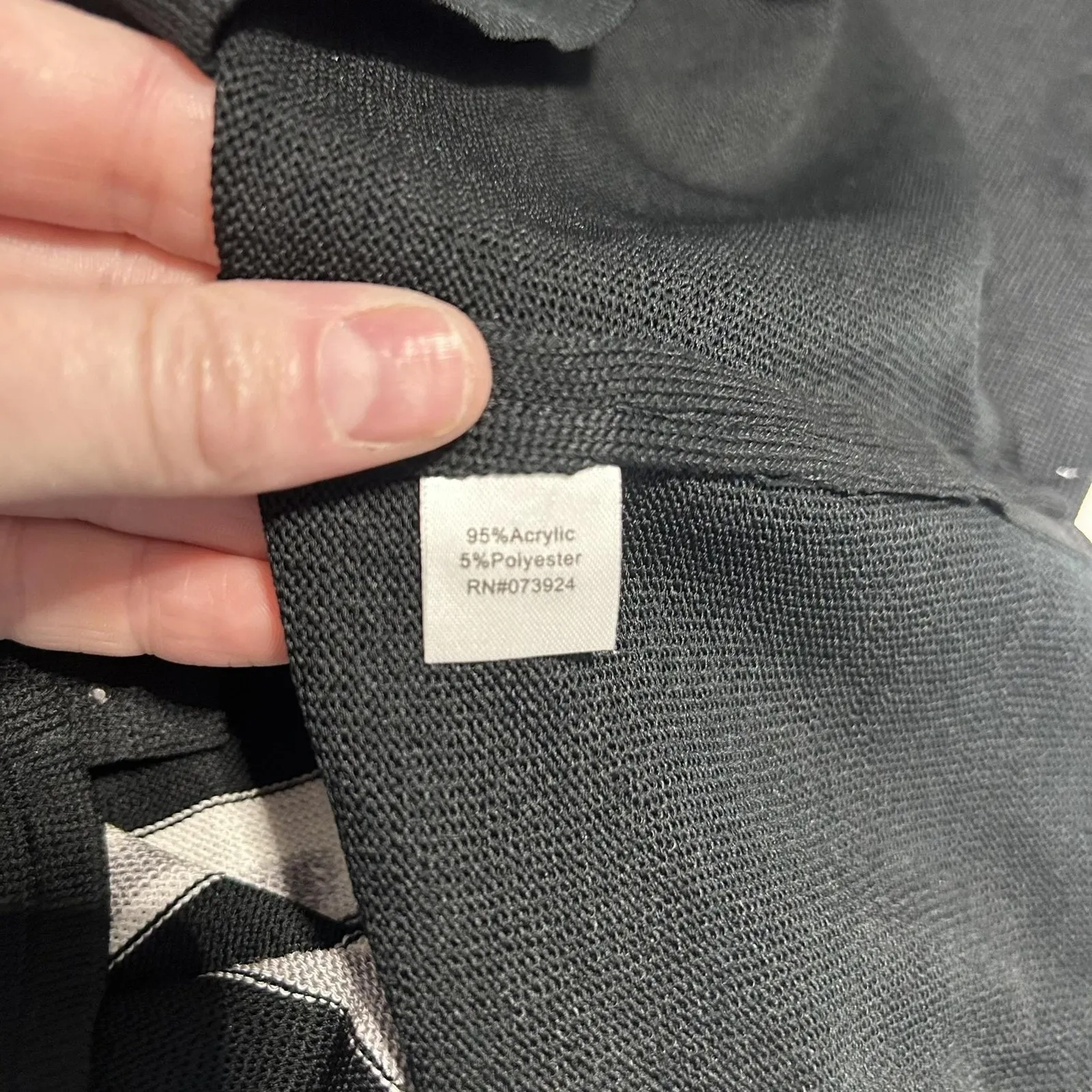 Ming Wang Dress Womens Small Black White Sweater Sheath 3/4 Sleeve Embellished - Image 5