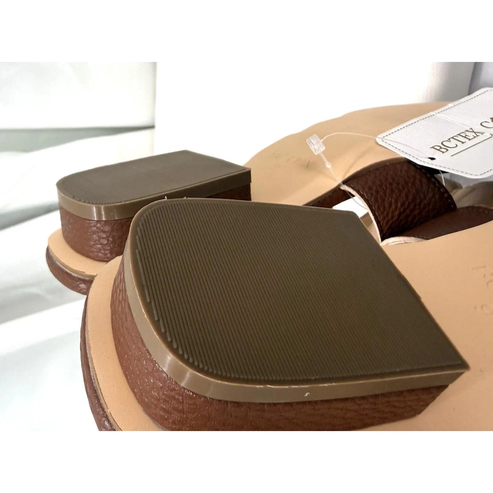 Women's Flat Sandals Summer Open Toe Slip On Dressy Slide Sandals Size 9 Brown - Image 9