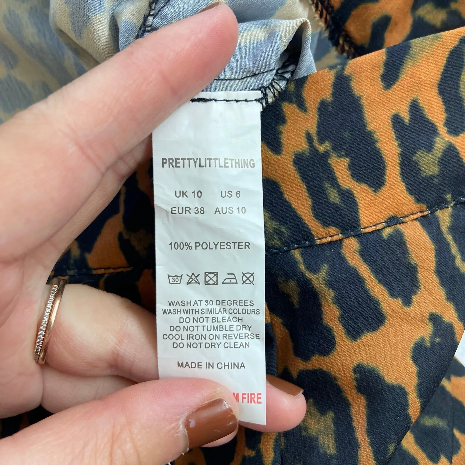 Pretty Little Thing women's brown leopard lightweight wide leg casual pants 6‎ - Image 9