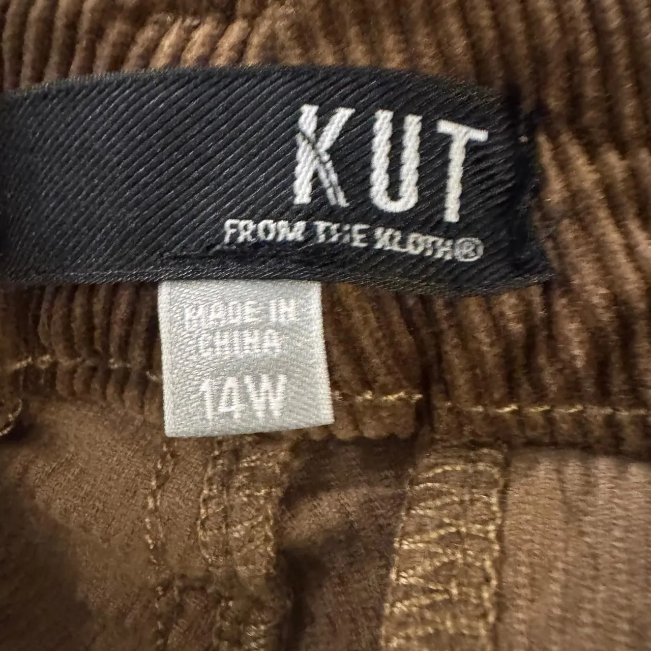 Kut From The Kloth Brown Corduroy Pants Women’s 14W Stretch Straight Leg - Image 3