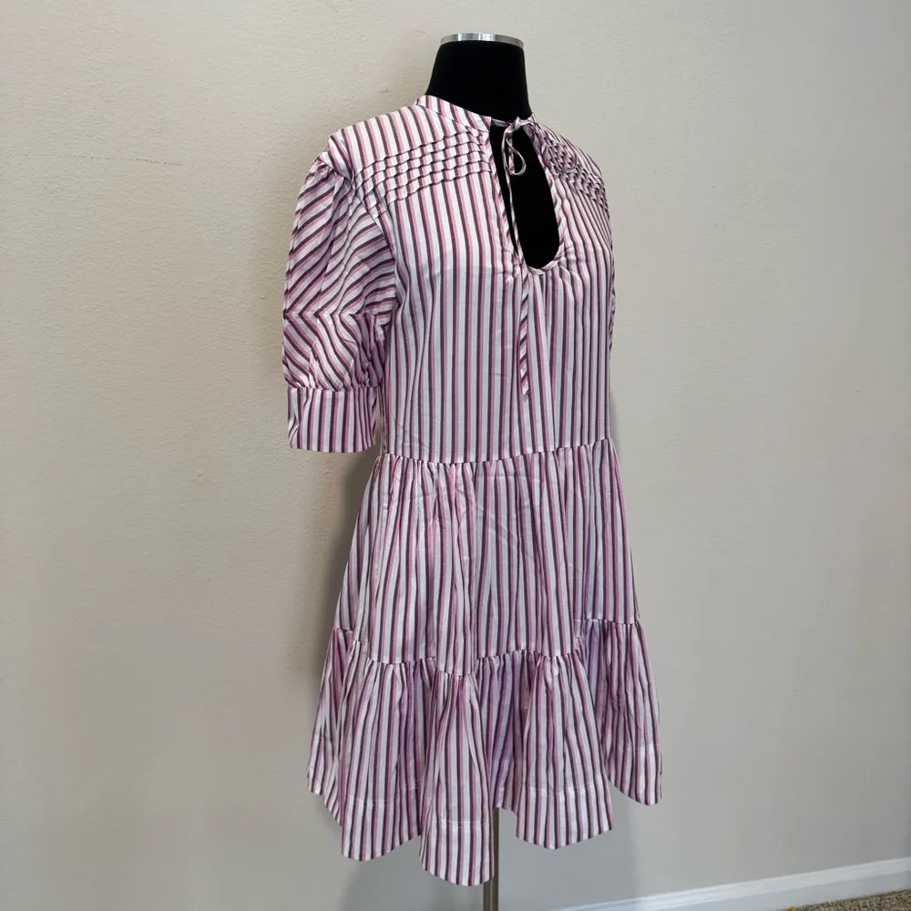 TANYA TAYLOR Calyn Stripe Mini A-Line Flounce Dress Size XS - Image 5
