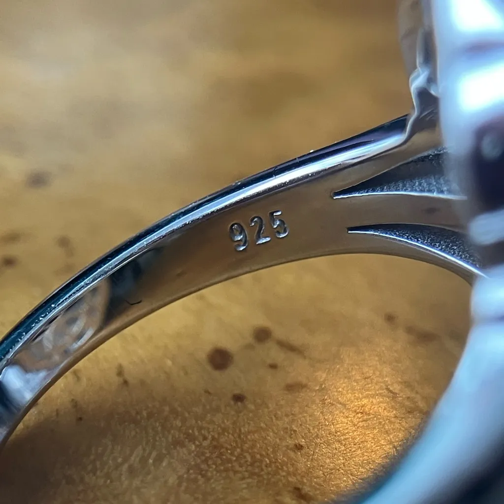 Natural Amber Sterling Silver Cocktail Ring Size 8 - Image 6