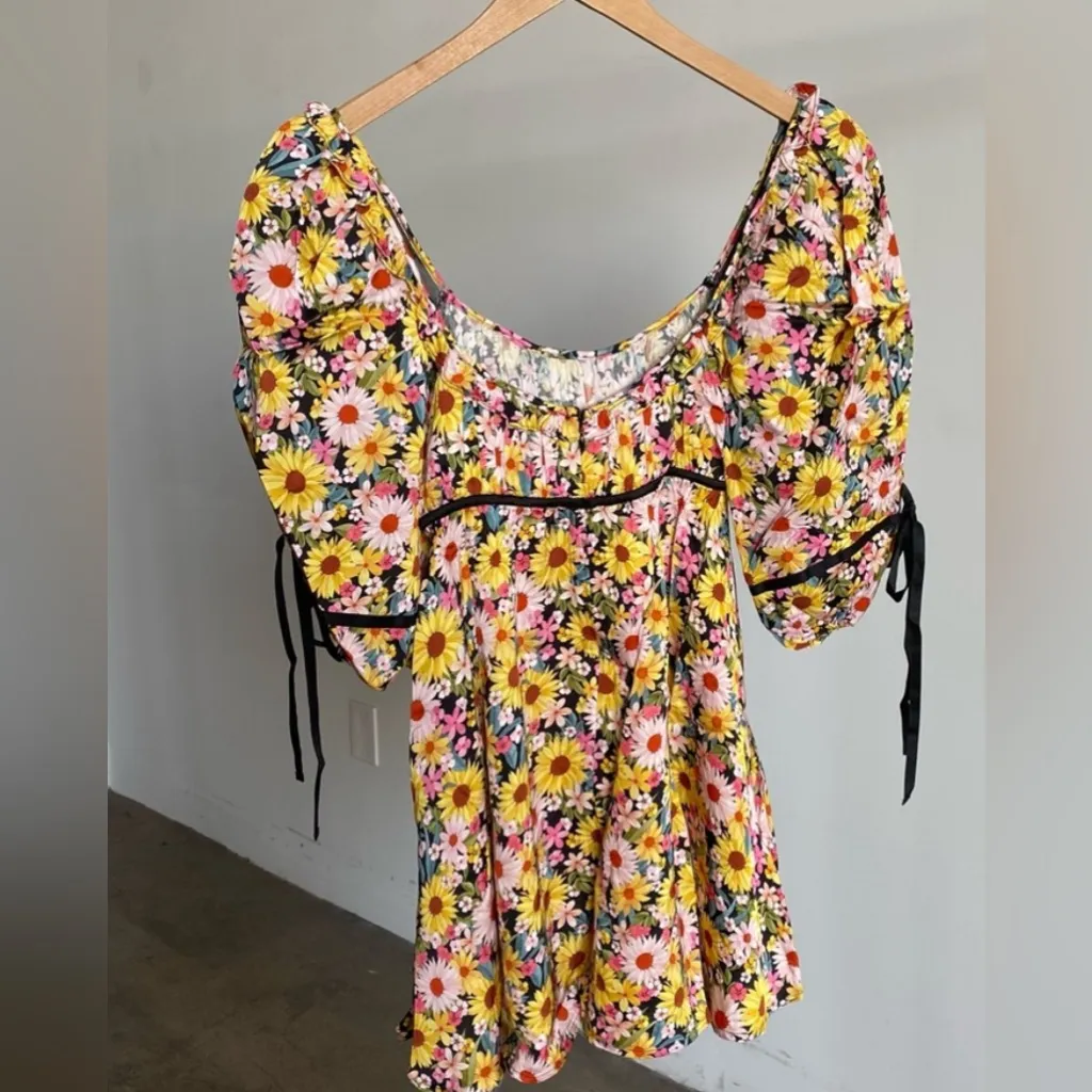 For Love & Lemons Sylvia Puff Sleeve Mini Dress Size S flower print multicolor - Image 5