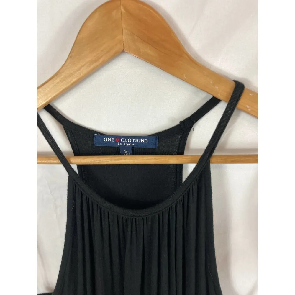 One Clothing High Neck Cinch Waist Black Maxi Dress Size Small - Image 3