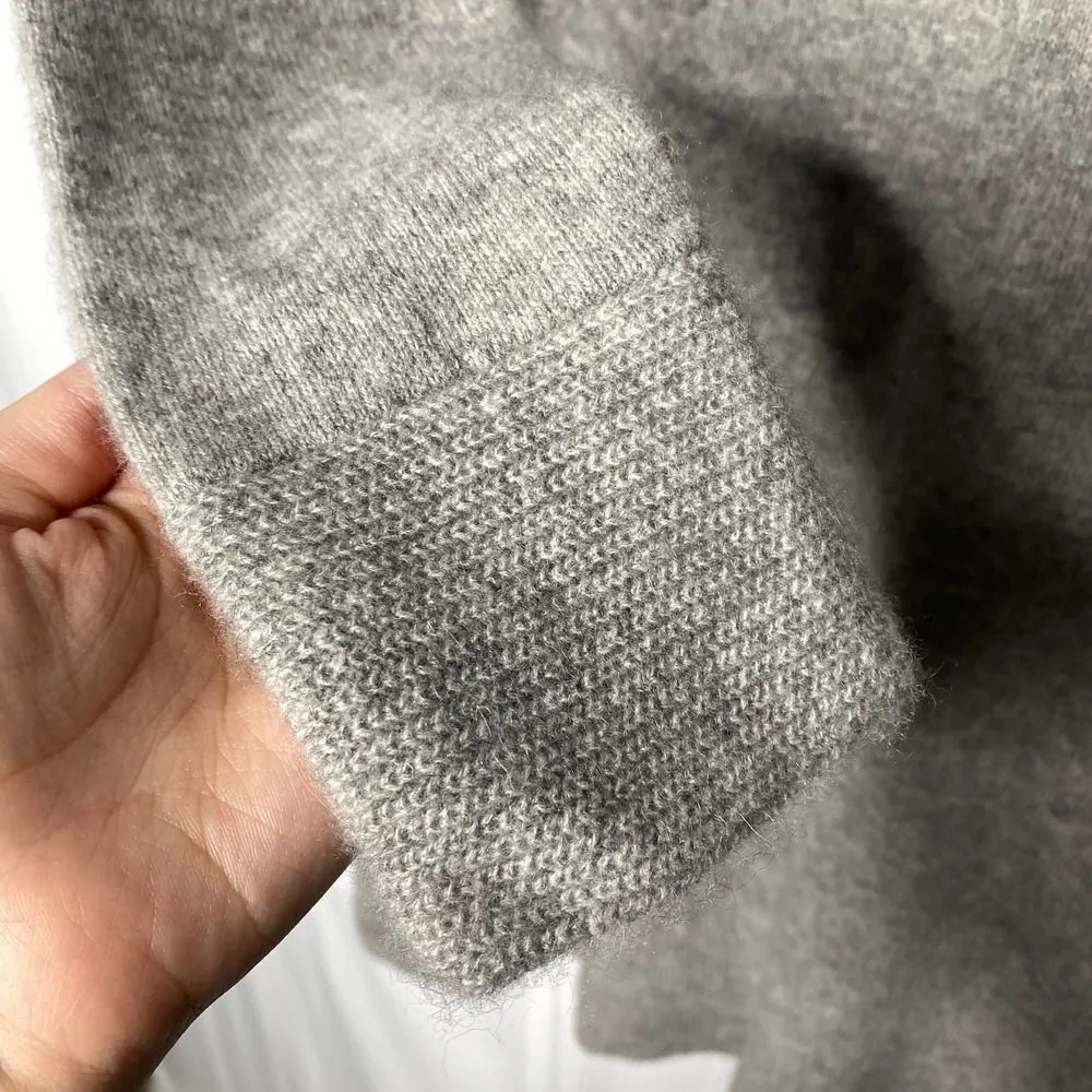 White + Warren Long Sleeve 100% Cashmere Ribbed Sweater Dress Small Light Gray - Image 4