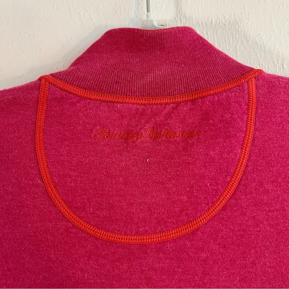 Tommy Bahama Sweater Women’s Pink & Red 1/4 Zip Reversible Knit Sz S(?) GUC - Image 8