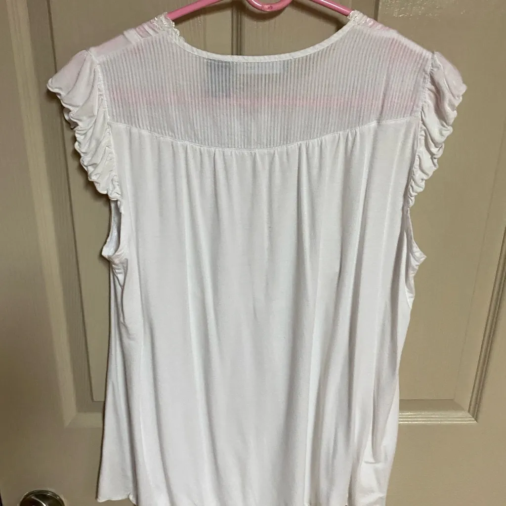 NY Collection White Cap Sleeve Blouse - Image 6
