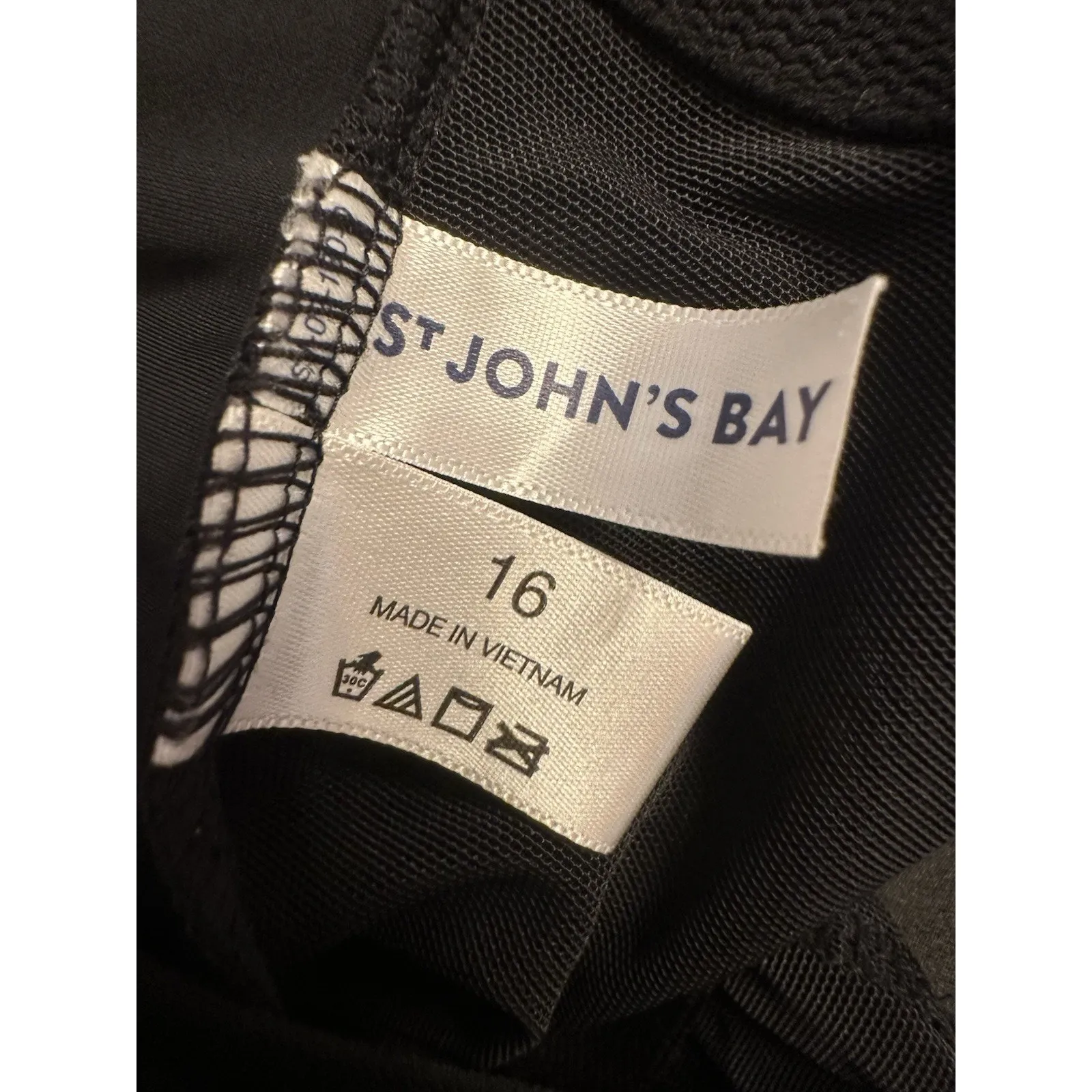 St. John's Bay Swimsuit One Piece Size 16 Black Ruched Colorful Stripes Padded - Image 3