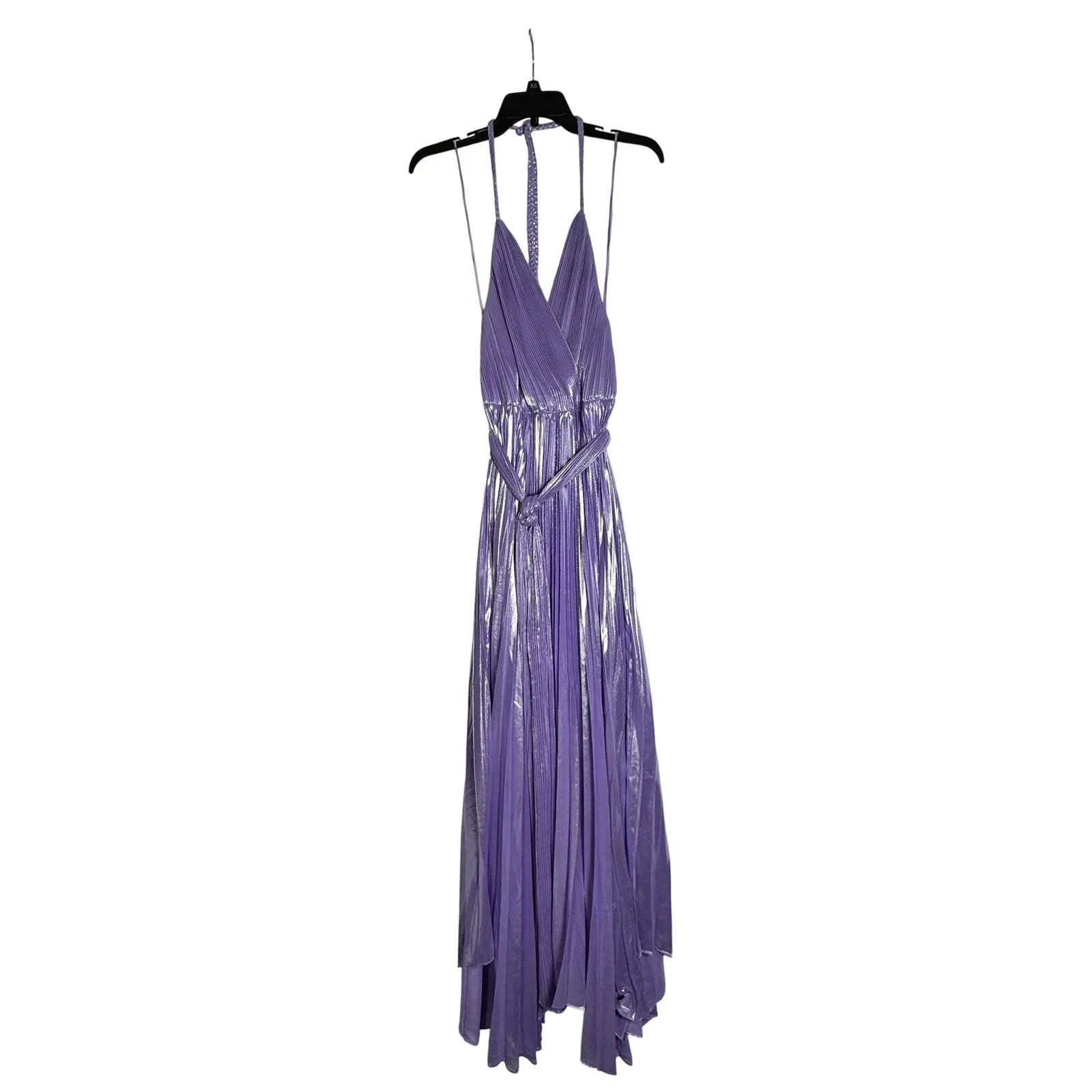 Alice+Olivia Lilac Pleated Halter Maxi Dress Formal Evening Gown Size 10 - Image 5
