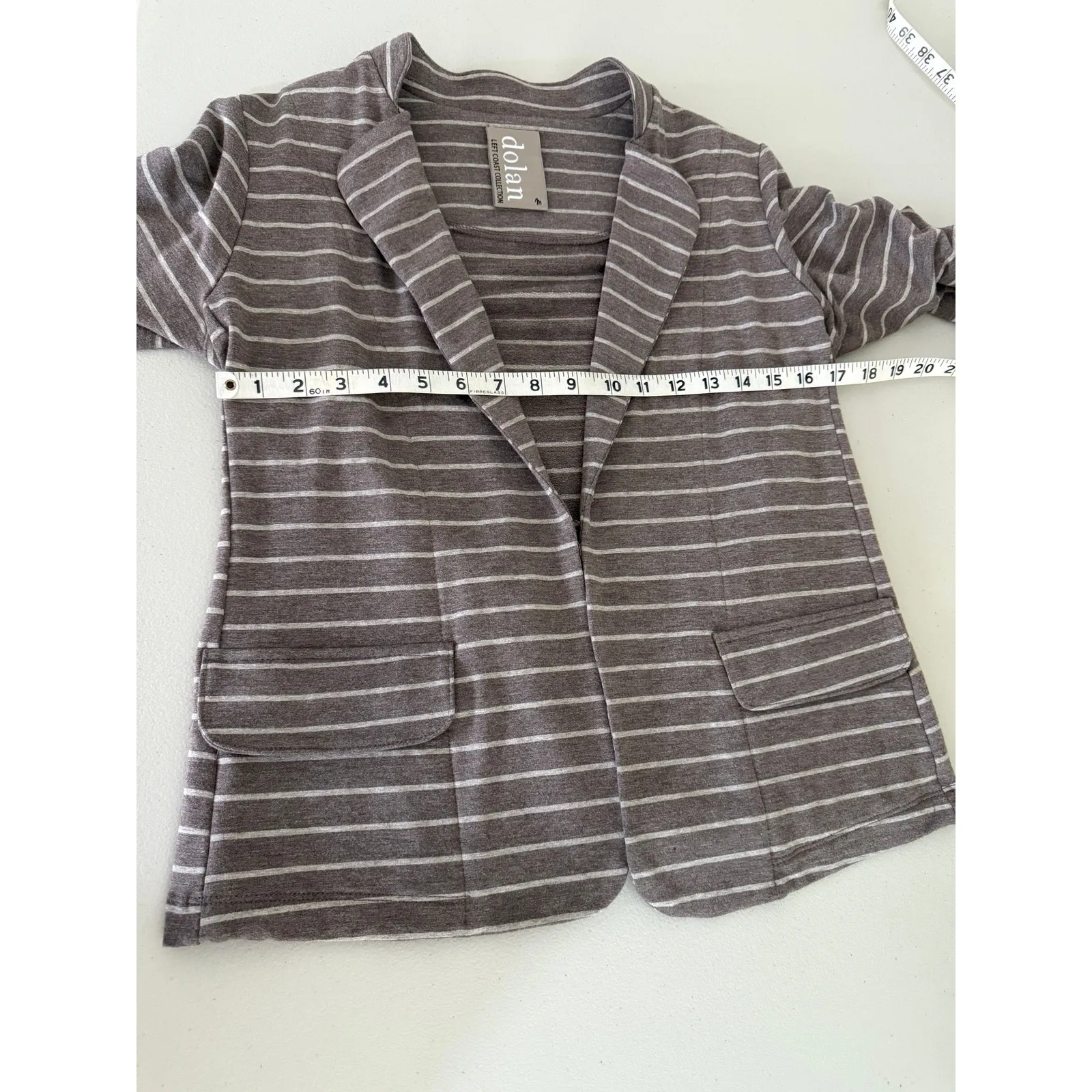 Anthopologie Dolan Tan Brown Stripe Open Cardigan Sweater Blazer M Academia Prep Size M - Image 8