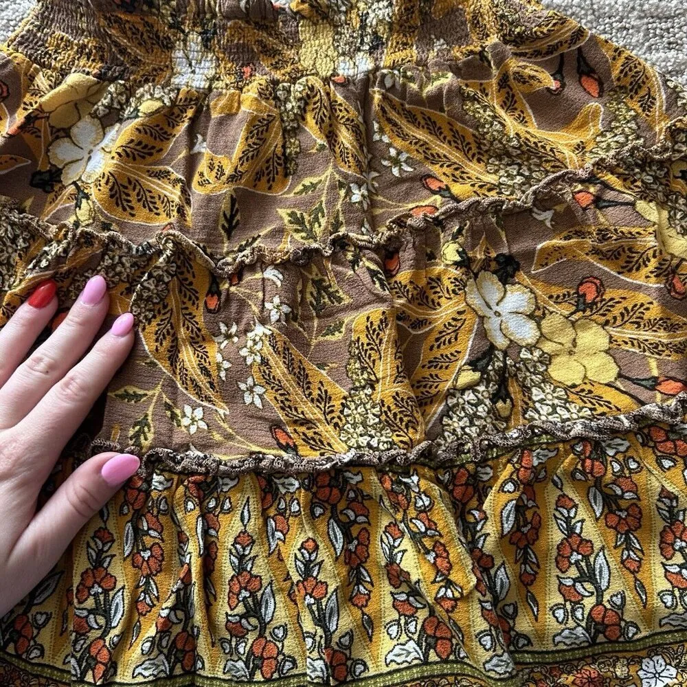 Rachel Zoe Ruffle Tiered Mini Skirt Womens Small S Floral Boho Fairy Peasant - Image 8