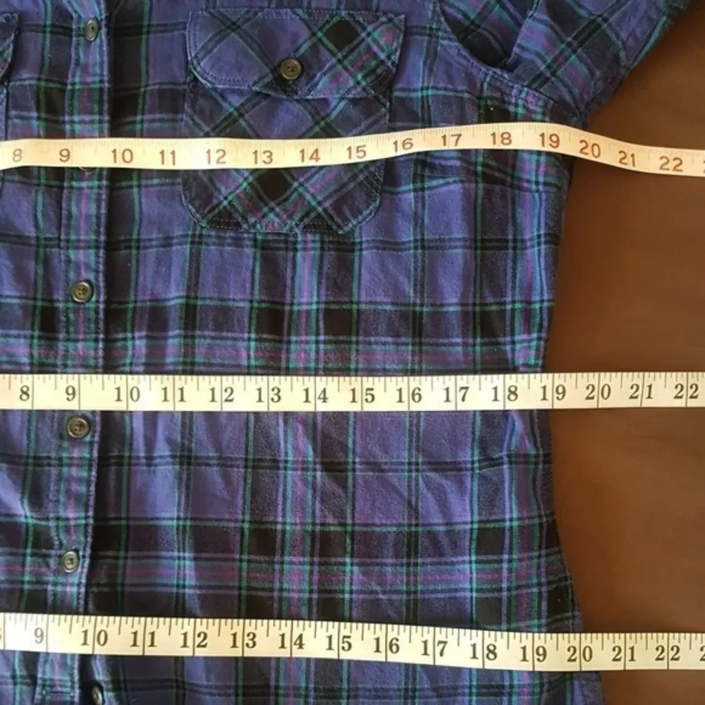 Eddie Bauer Button down Womens Size PL Petite Large Blue Rodeo Western Plaid - Image 10