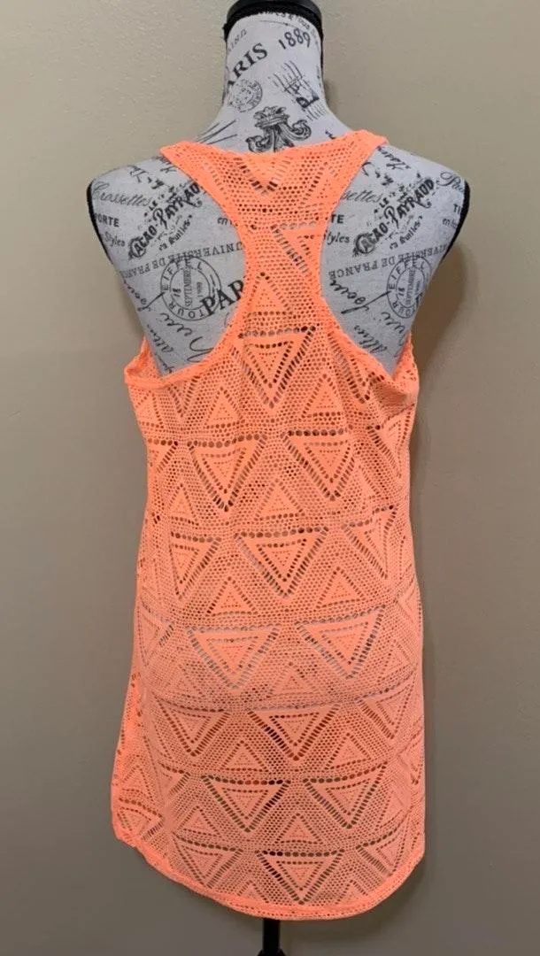 Lagaci Neon Orange Cover-Up Crochet Beach Dress - Image 5