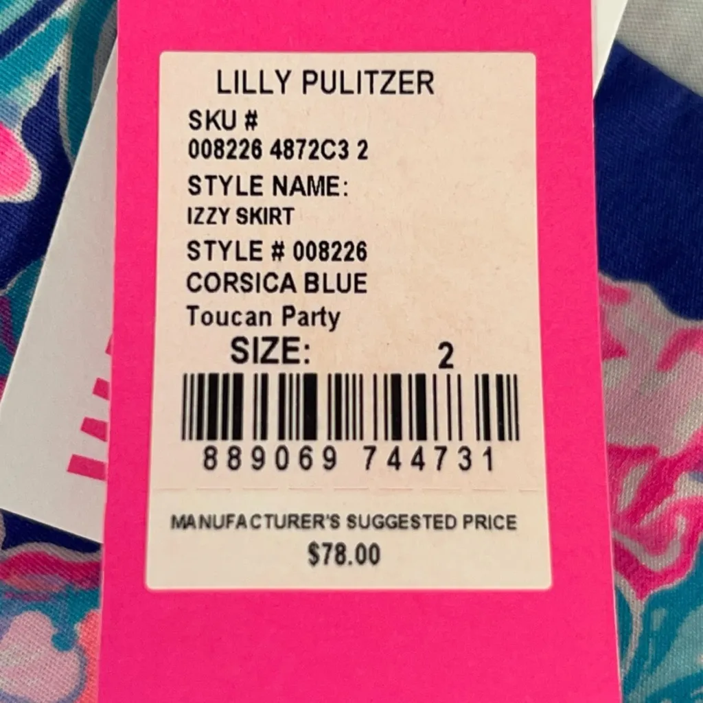 Lilly Pulitzer Izzy Skirt in Corsica Blue Toucan Party Size 2 NWT - Image 8