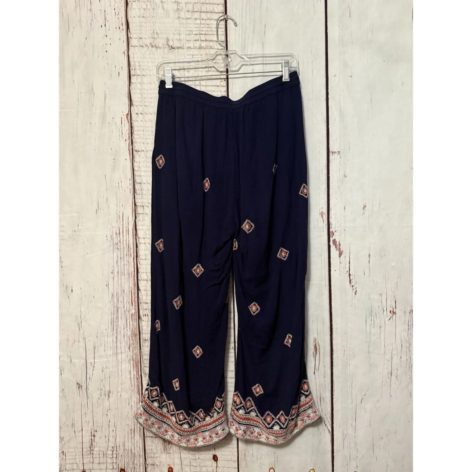 Sundance Niovi Wide Leg Pant Embroidery Boho Drawstring Viscose Blue Size Small - Image 6