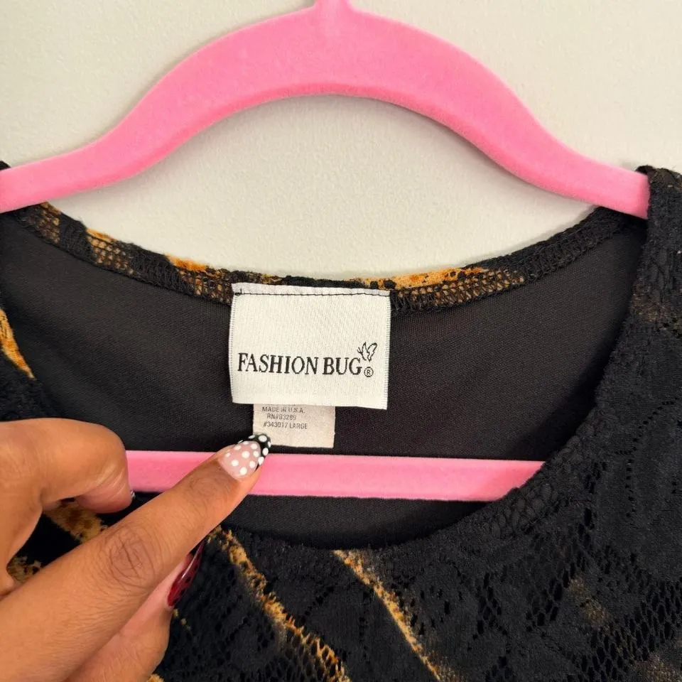 Y2K‎ BLACK AND ORANGE FASHION BUG MESH OVERLAY TANK TOP - Image 4