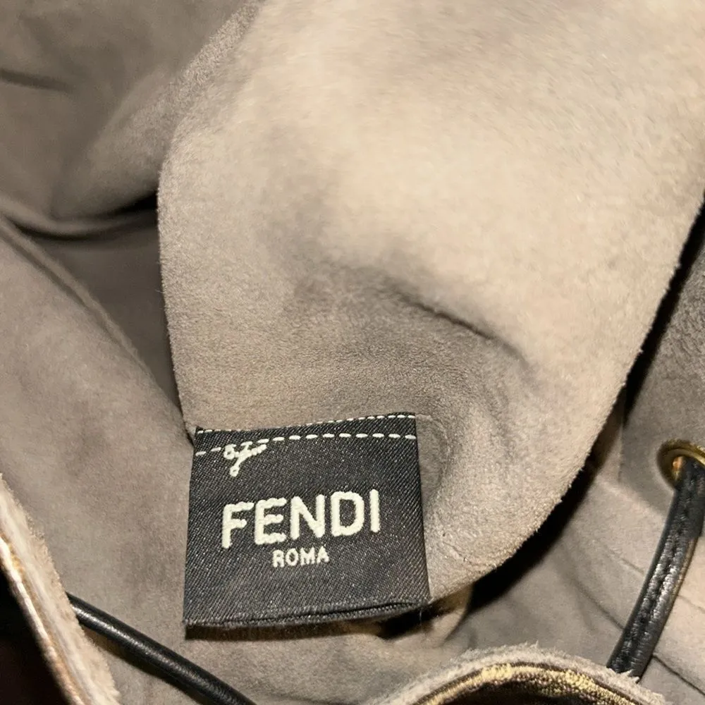 - Authentic Fendi Brown Glazed Fabric Bucket Bag - Image 13
