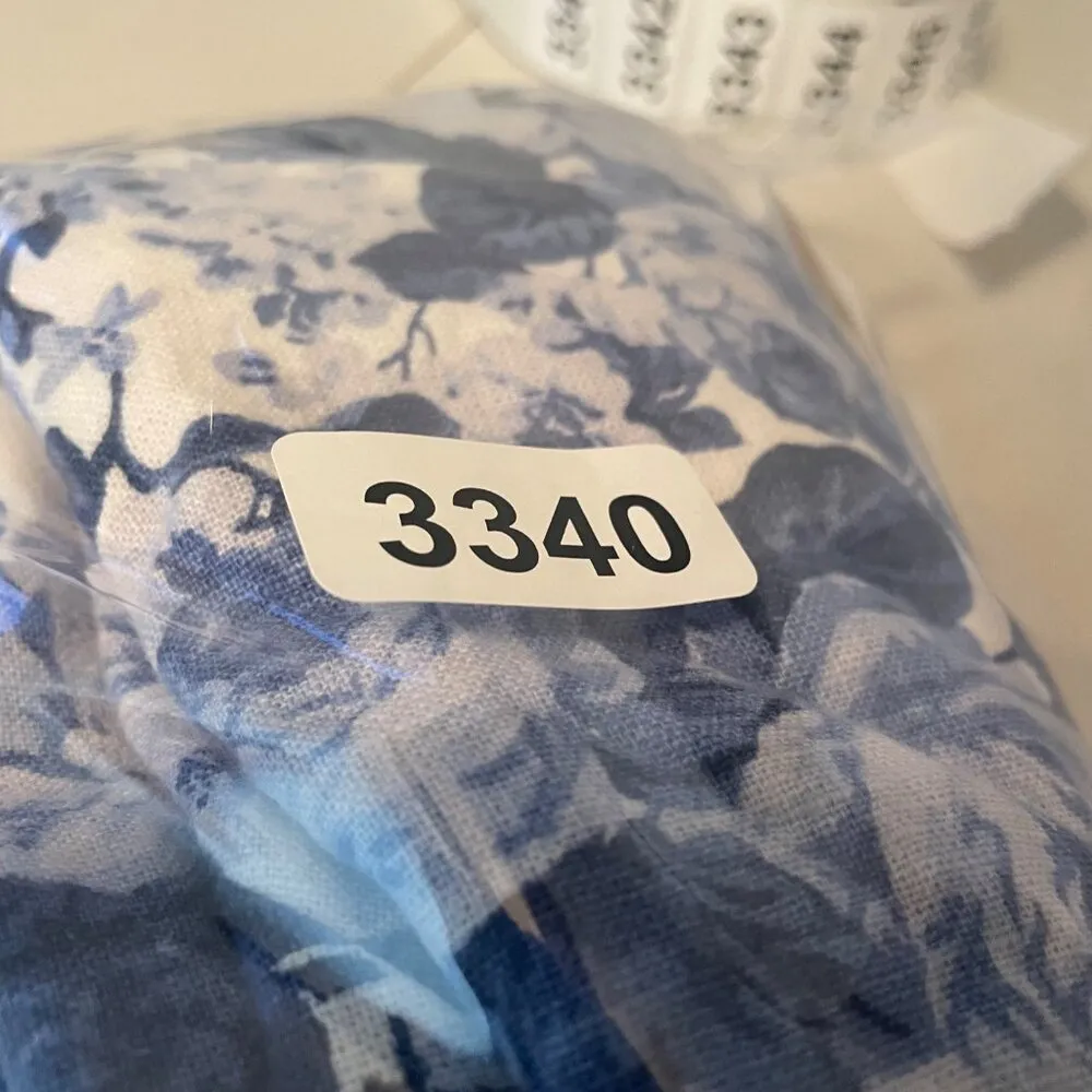 Abercrombie & Fitch Blue Floral Print Square Neck Linen/Cotton Mini Dress M Tall - Image 9