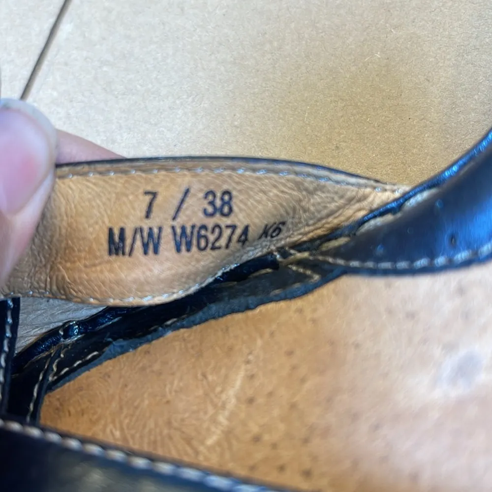 Women's Born Black Leather Kitten Heel 3 Slingback Open Toe Sandals Heels Size 7 - Image 8