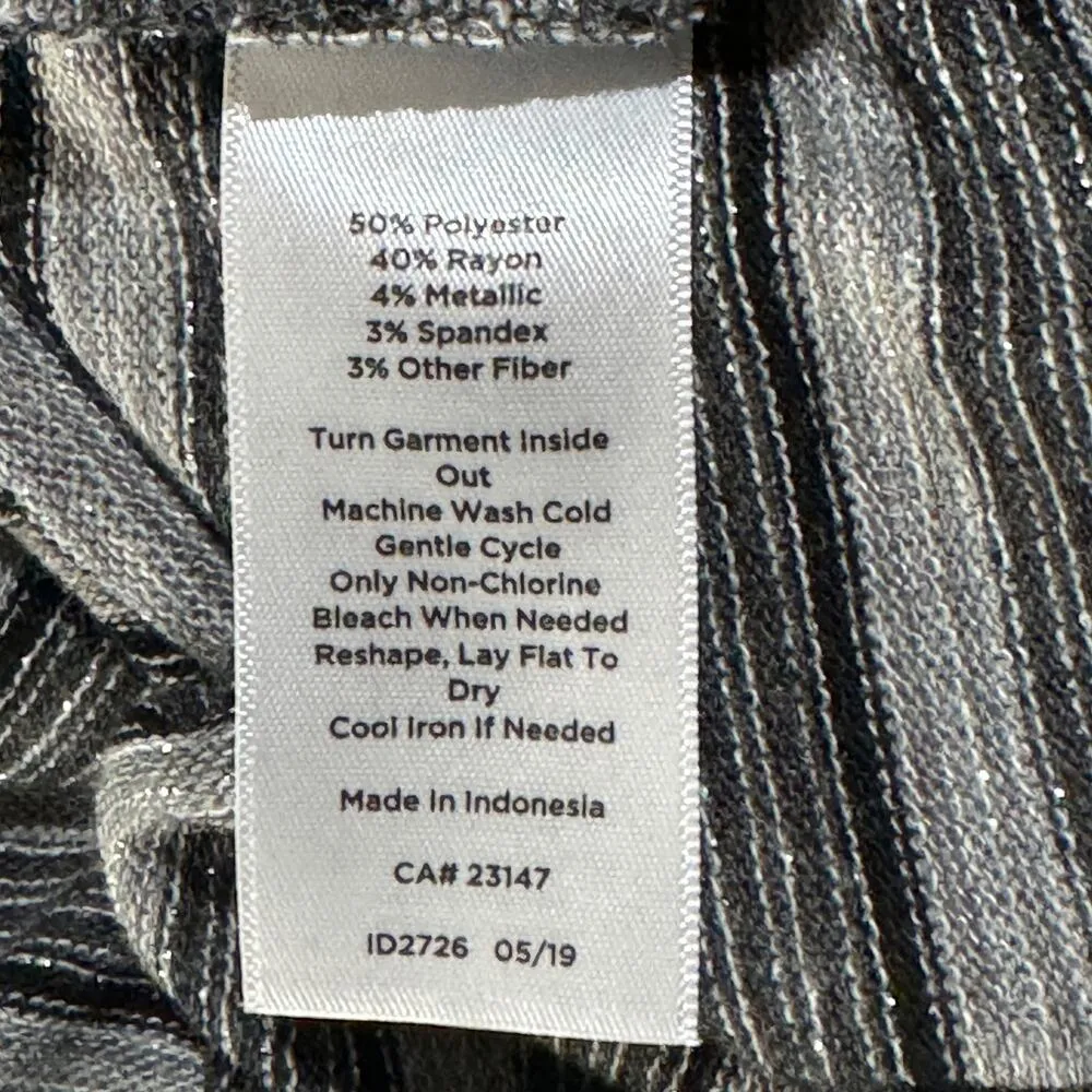 Talbots Small Top Striped Long Sleeve Round Neck Stretch Lightweight Gray Multi - Image 8