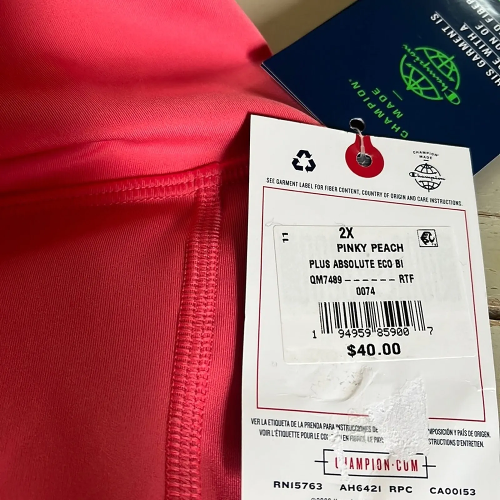 Champion Bike Shorts Women's 2X Plus Absolute Eco Moisture Wicking Pinky Peach - Image 6