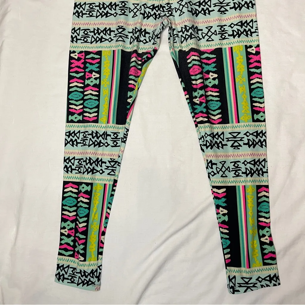 3/$15 LULA ROE Colorful Neon Geometric Print Leggings, TC - Image 4