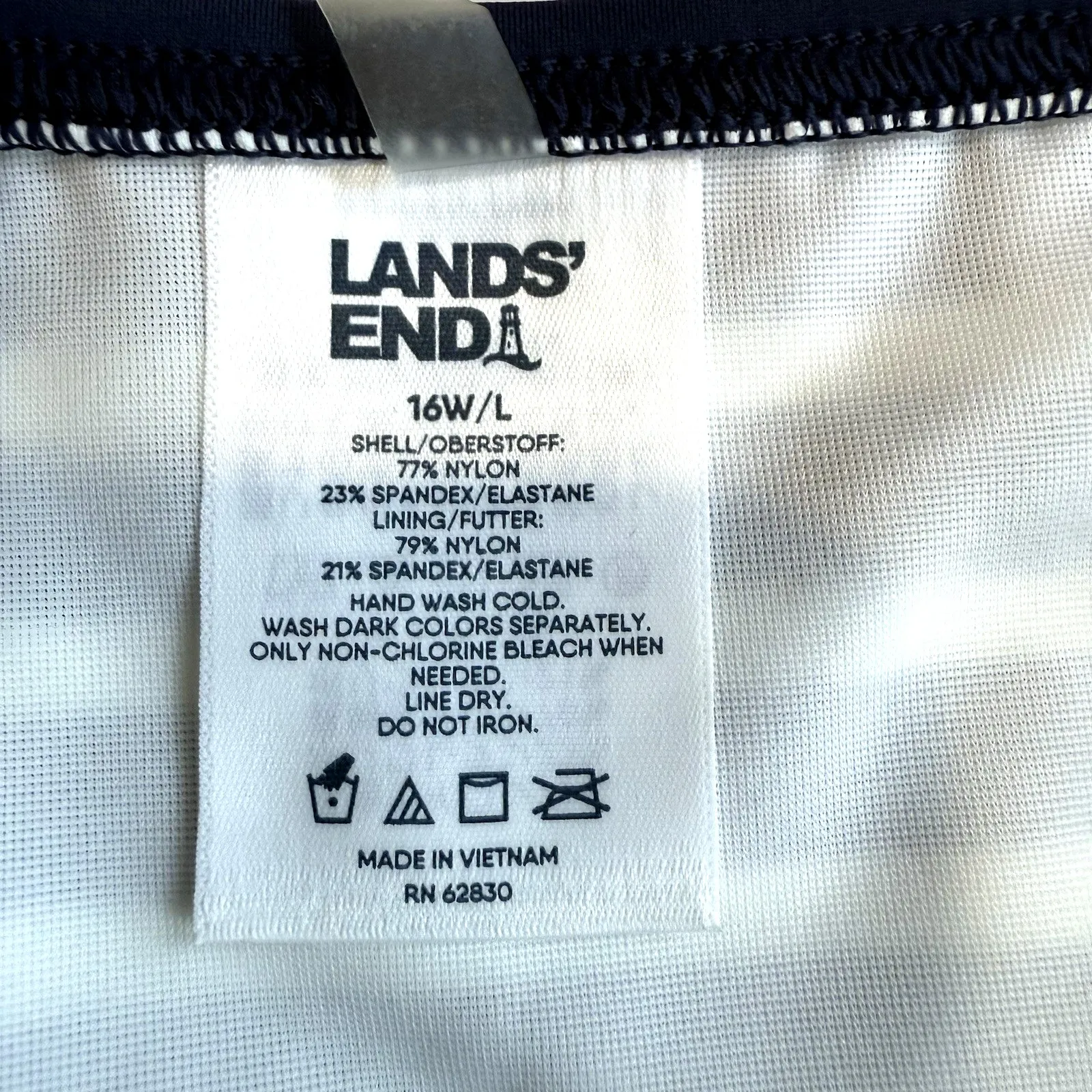 Lands End Tankini Swimsuit Top Women 16W 1X Navy White Striped High Neck Modest - Image 4