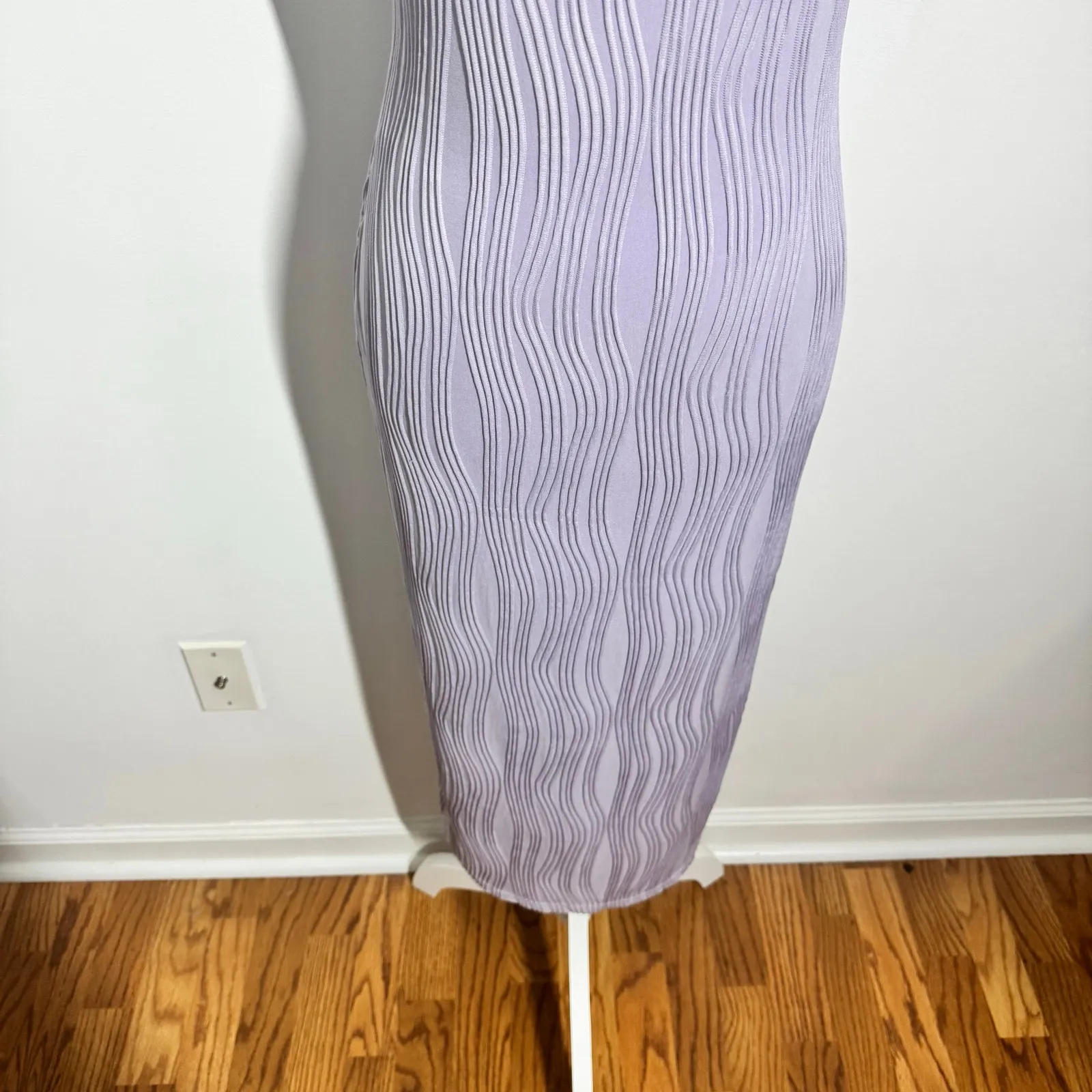 Rihoas Pearl Spaghetti Straps Bodycon Midi Dress Women M Purple Cocktail Party Size M - Image 8