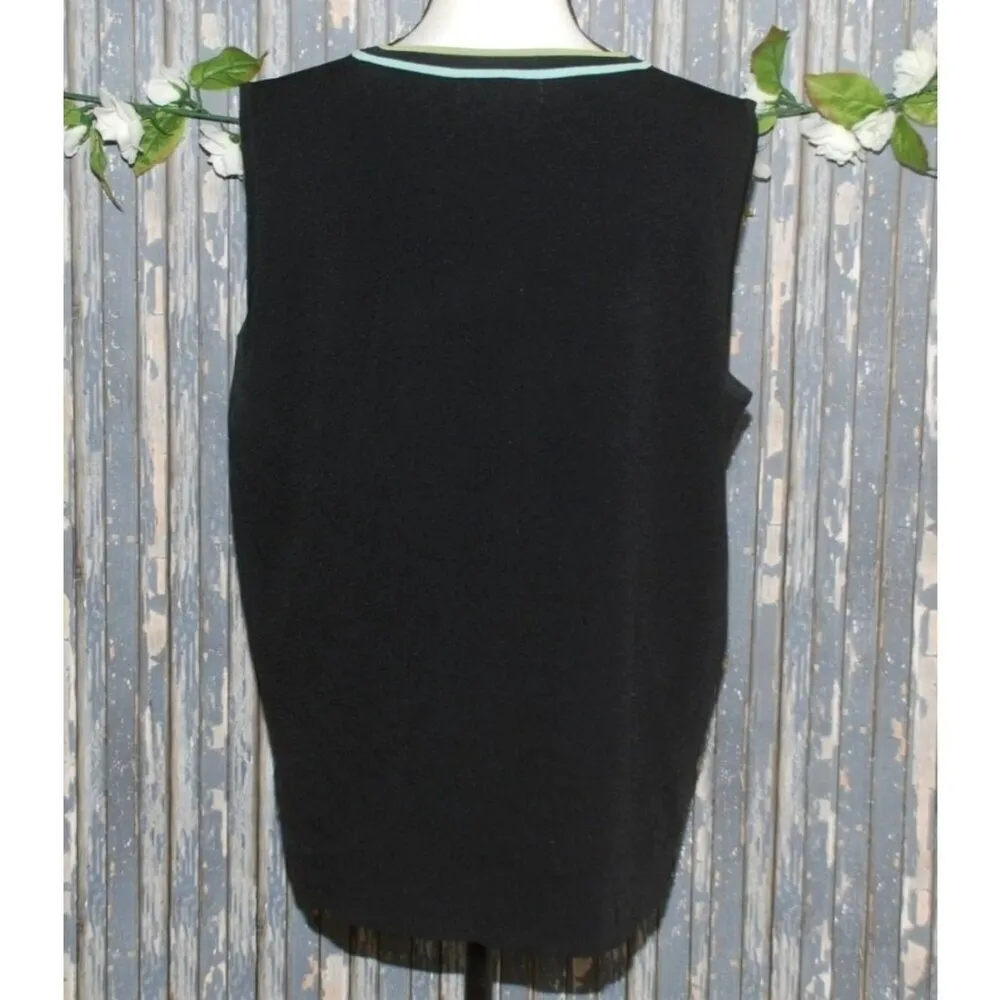 Dressbarn Black Women's Sweater Vest Top 18/20 Striped Casual Pullover Crewneck - Image 6