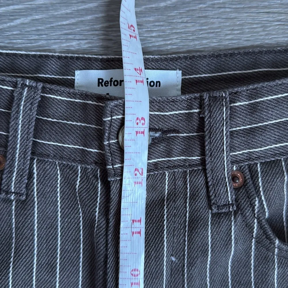 reformation wilder high rise wide leg jeans in cacao pinstripe 26 - Image 9