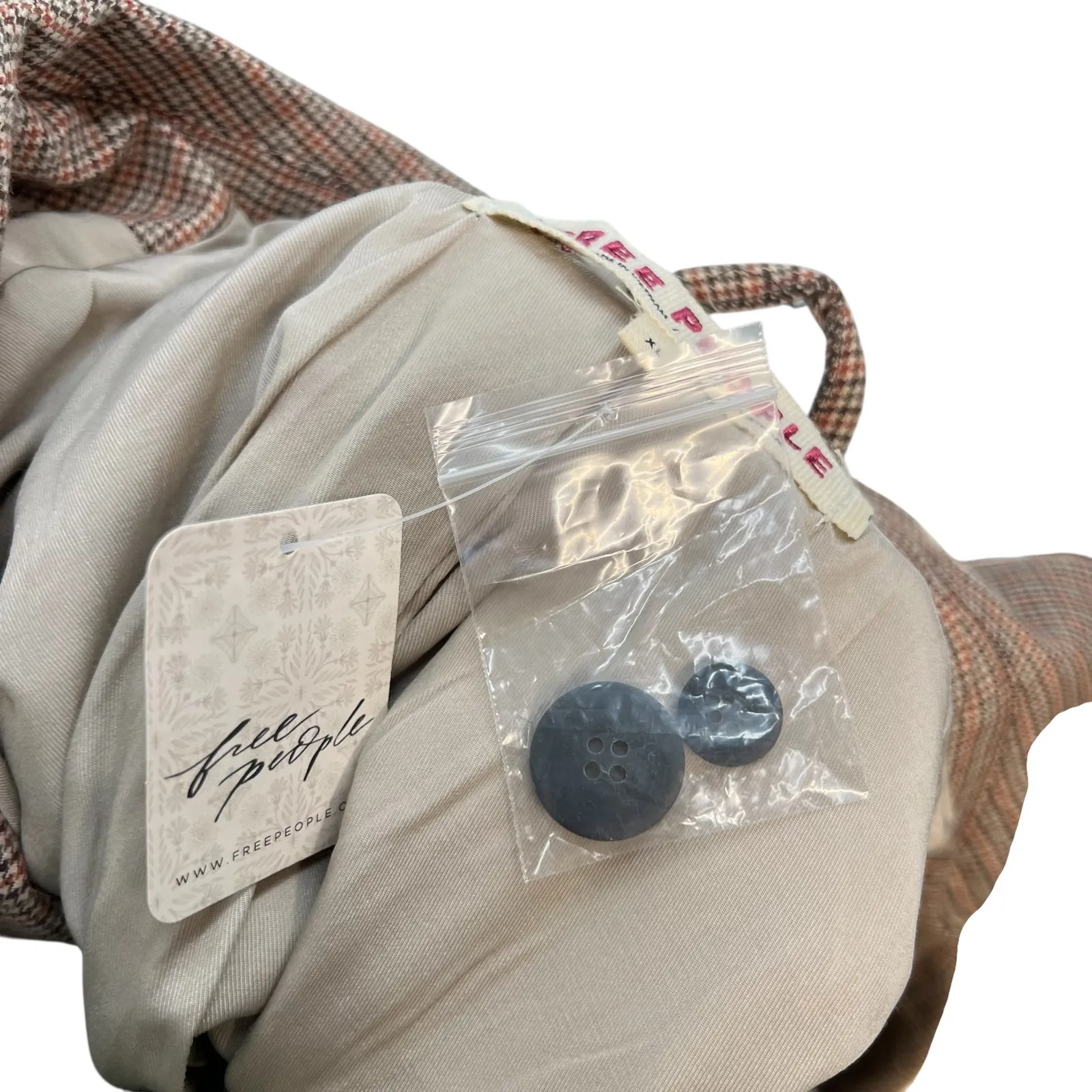 Free People Reggie Oversized Blazer Plaid Houndstooth Ginger Combo Size XL - Image 13