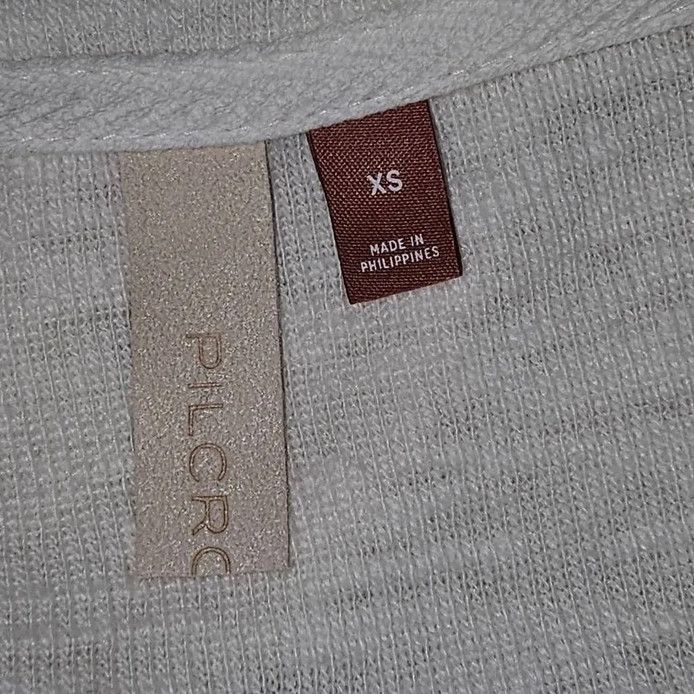 Pilcro Anthropologie Womens Cream Cozy Popover‎ Ruffle V Neck Sweater Top XS - Image 4