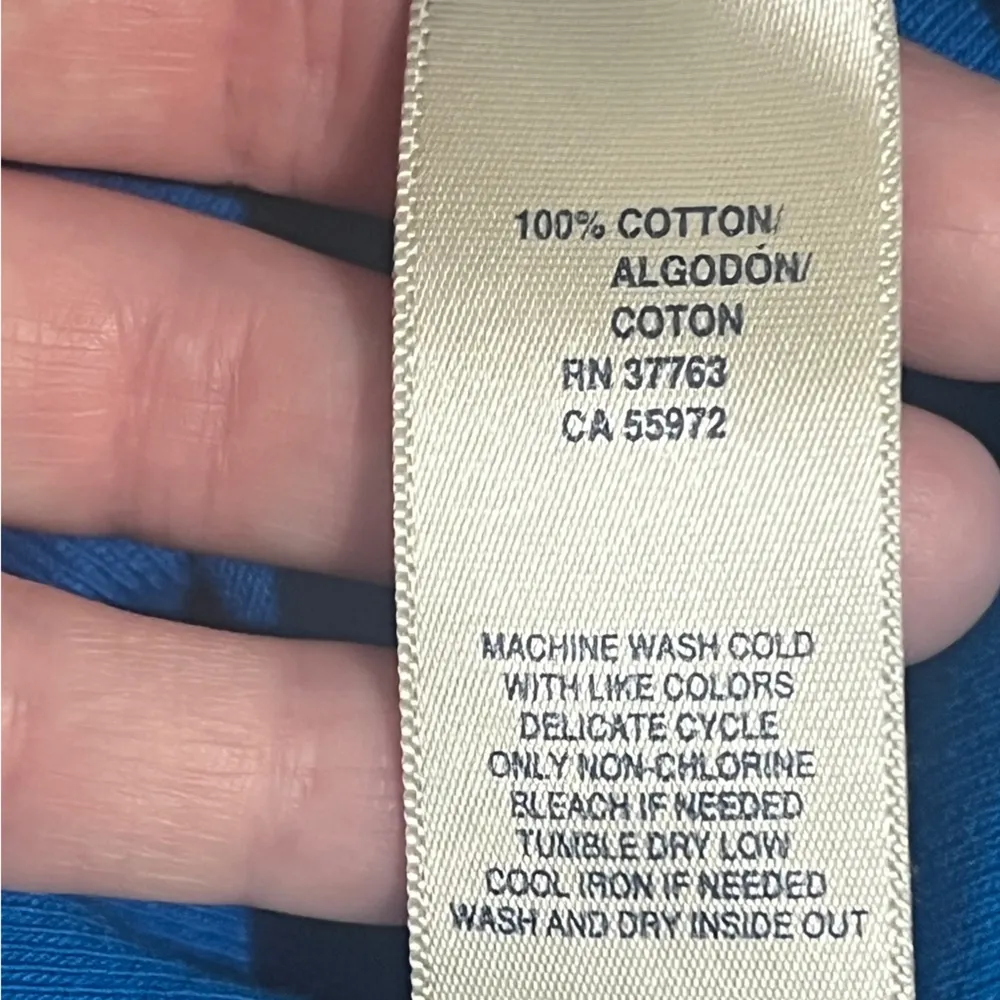 Rafaella Studio Boat Neck 100% Cotton Jewel Tone Blue Blouse - sz S - Image 6