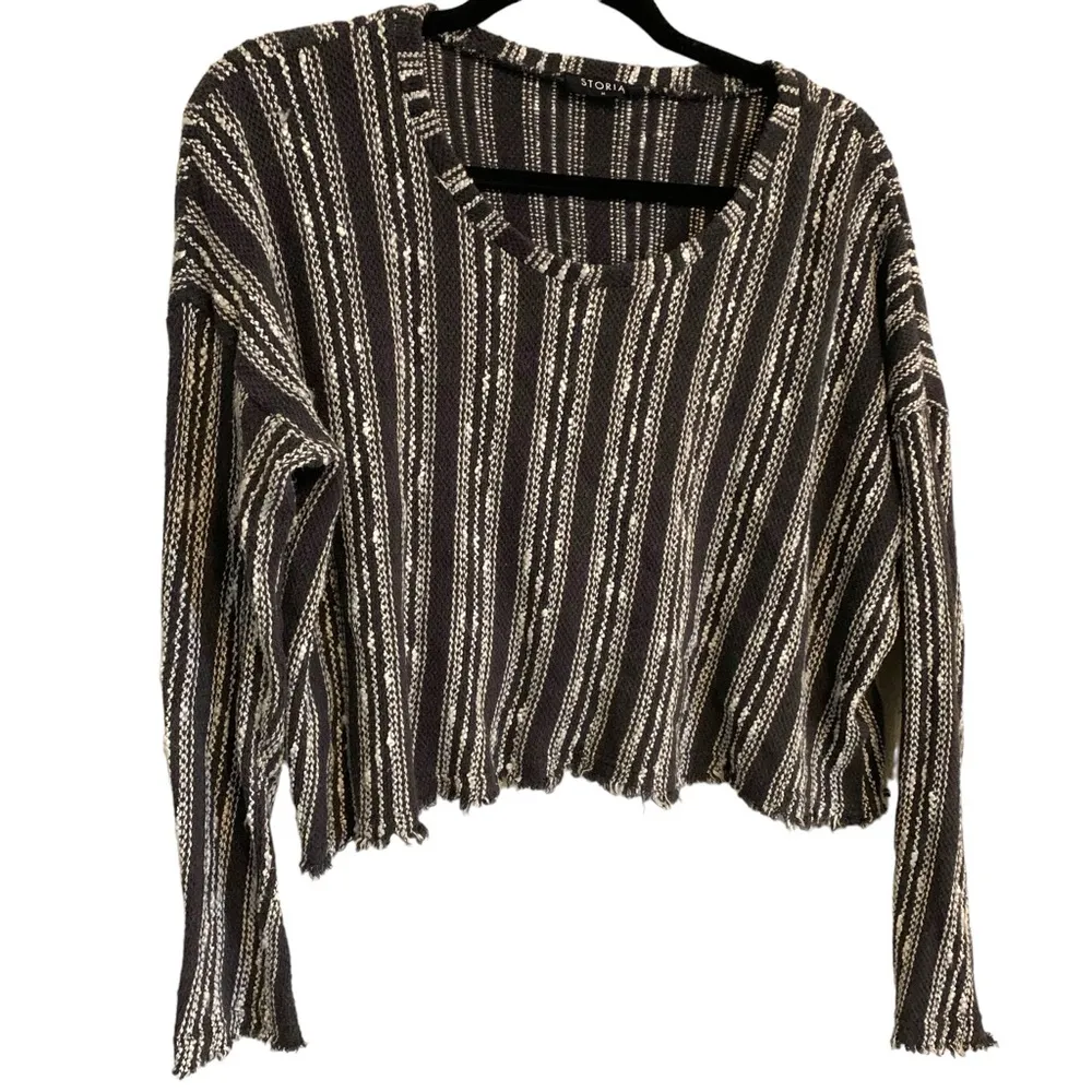 Storia Anthropologie top / textured beach crop long sleeve sweater - Image 4