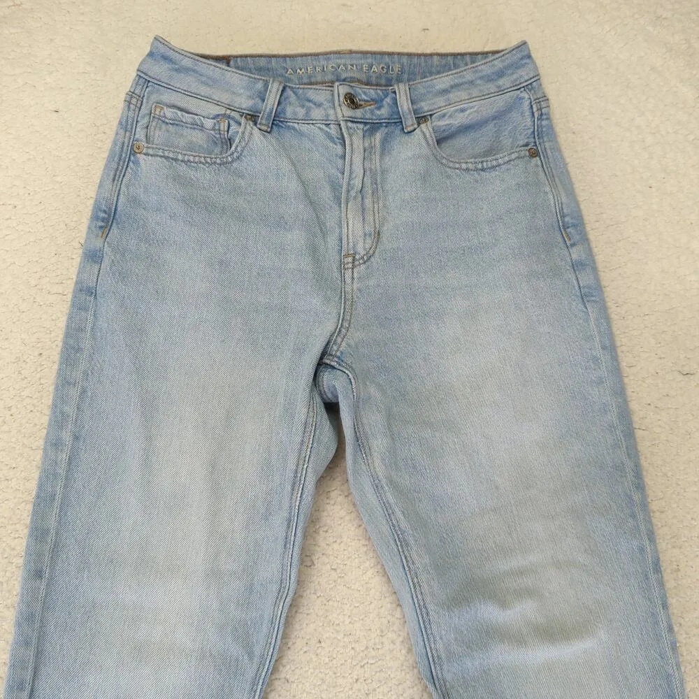 American Eagle Mom Jean Light Wash Strigid Stretch Rigid Women 6 High-rise Taper - Image 3