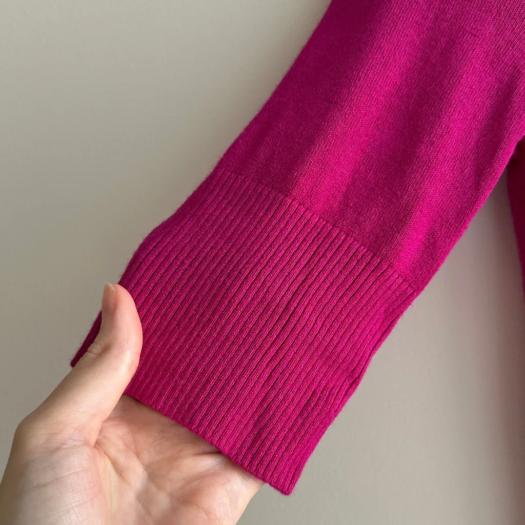 Express Design Studio Fuchsia Keyhole Back Mockneck Sweater, Size XS - Image 5