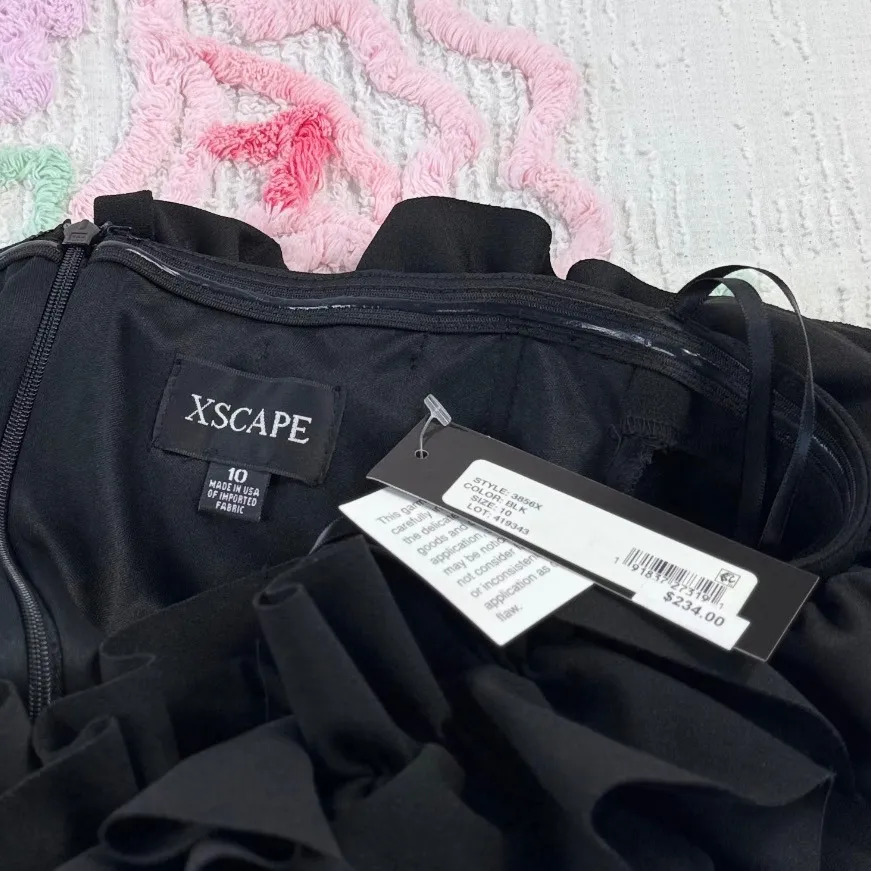 Xscape Black‎ Off The Shoulder Ruffle Gown Formal Evening Dress Size 10 - Image 9