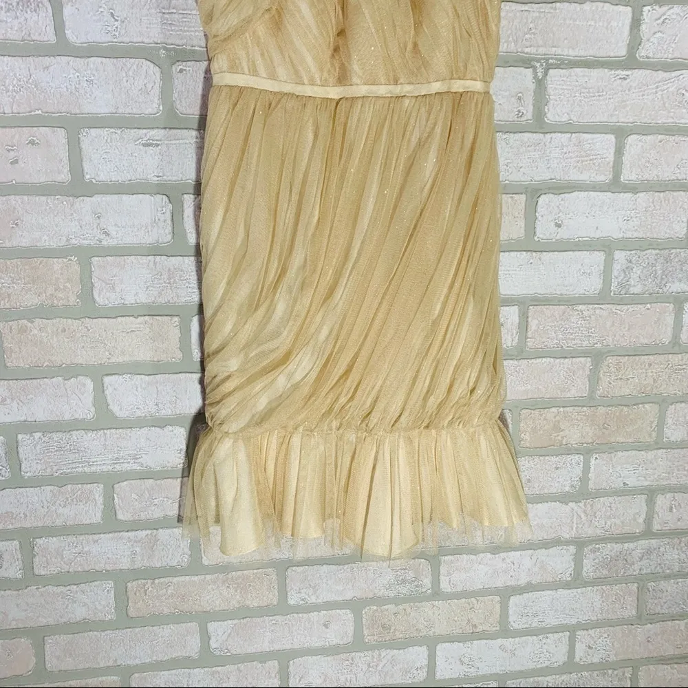 Jill Stuart Gold Tulle Riched Mini Cocktail Dress Size 0 - Image 4