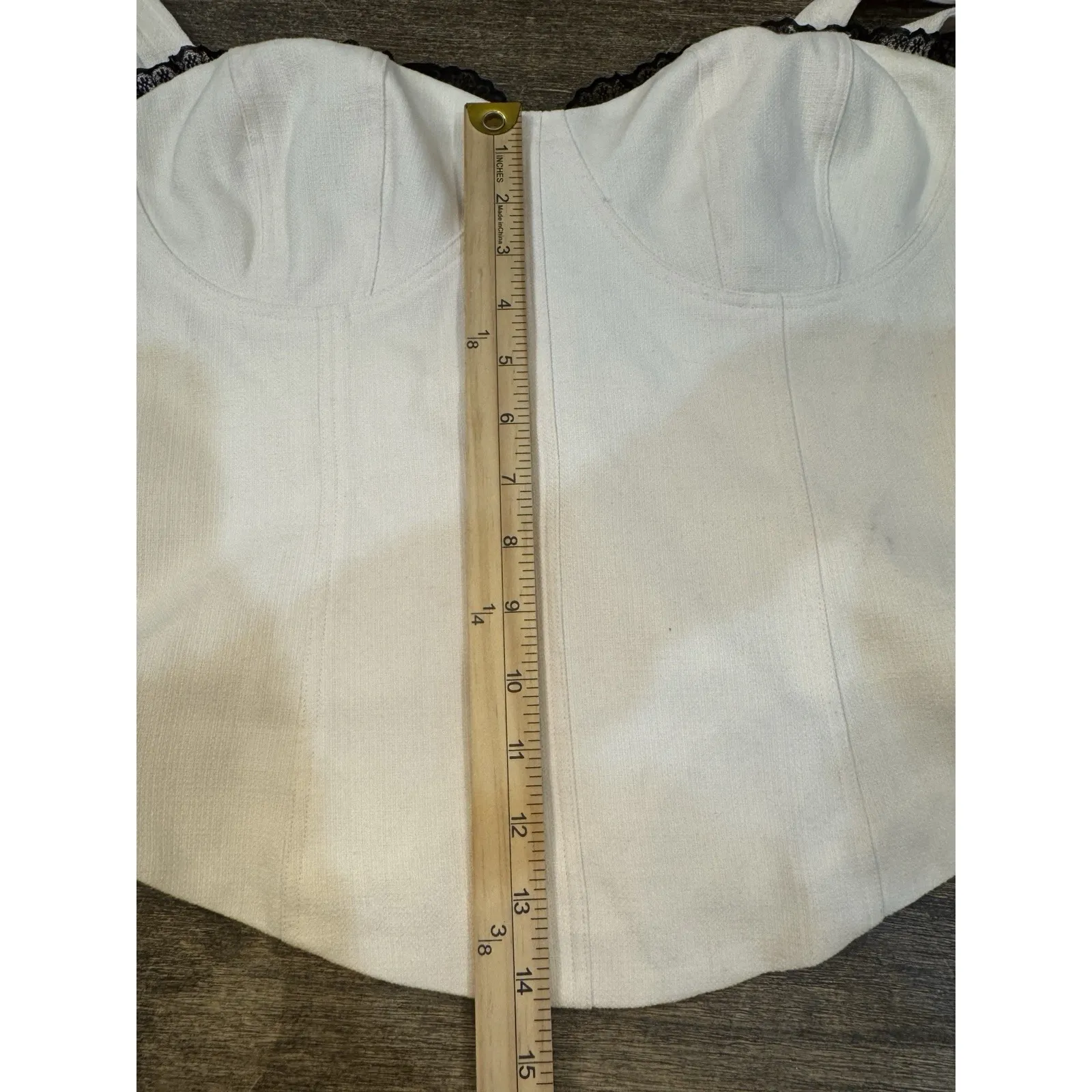 Reformation Alisa Corset‎ Top Lace Up Back Size 10 MSRP $168 Ivory Lace Coquette - Image 5