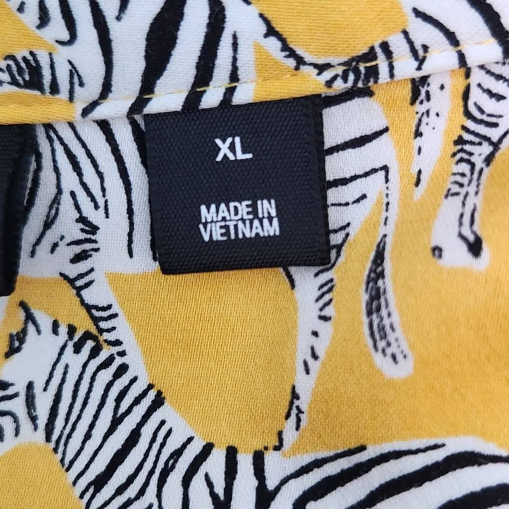 7th Avenue New York & Company Yellow Zebra Shirt Size XL Yellow Zebra Top - Image 7