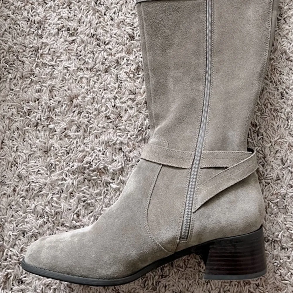 Marc Fisher Wide Calf Knee High Riding Boot in Taupe Suede, Size 11 W New - Image 5