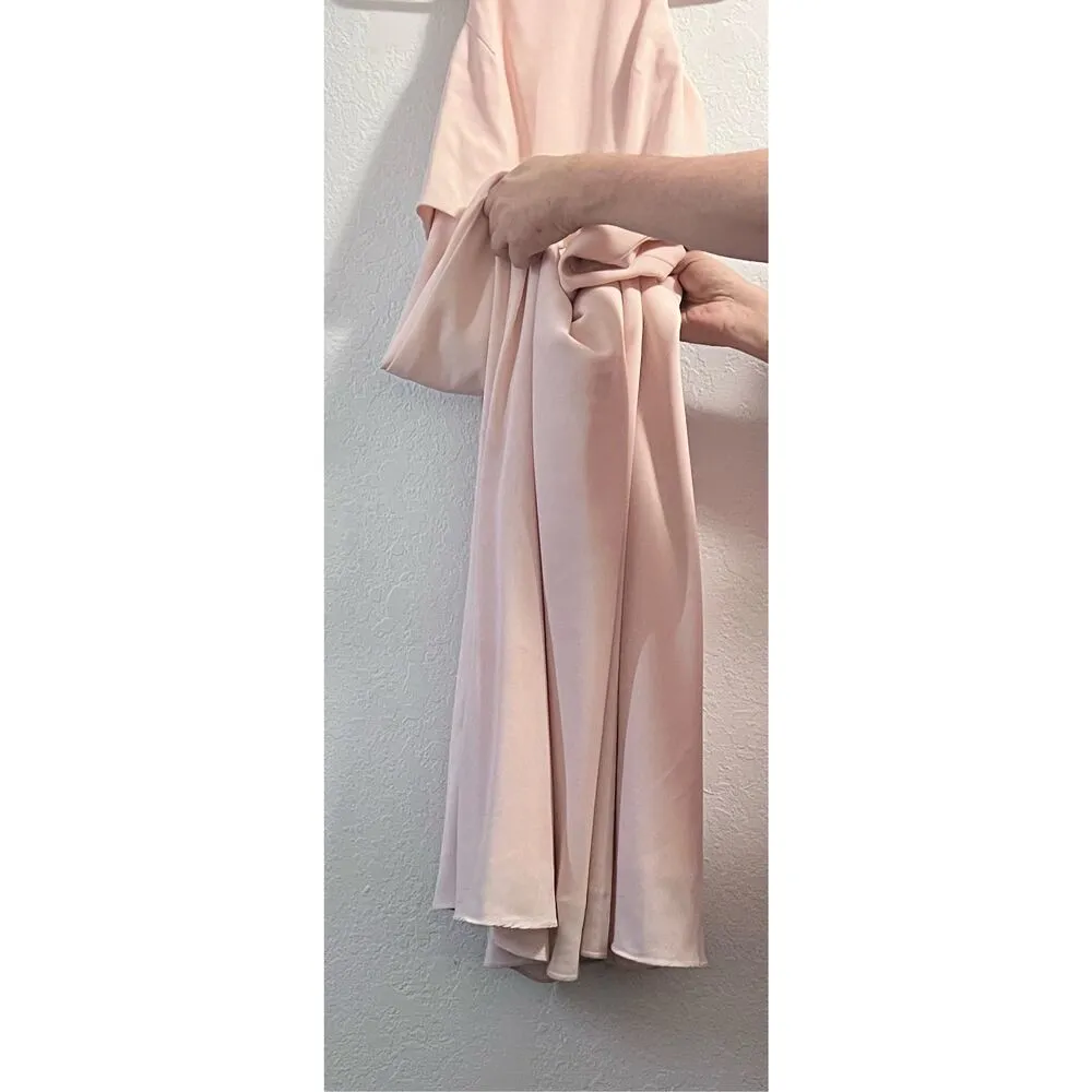 Jill Stuart BHLDN Iva Crepe Blush Pink  Gown Maxi Dress Women Size 4 - Image 6