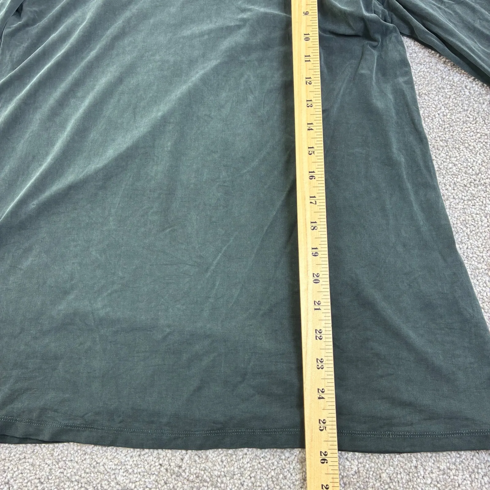 Eileen Fisher Womens Shirt XS Career Mock Neck Cupro Tunic Long Sleeve Green - Image 4