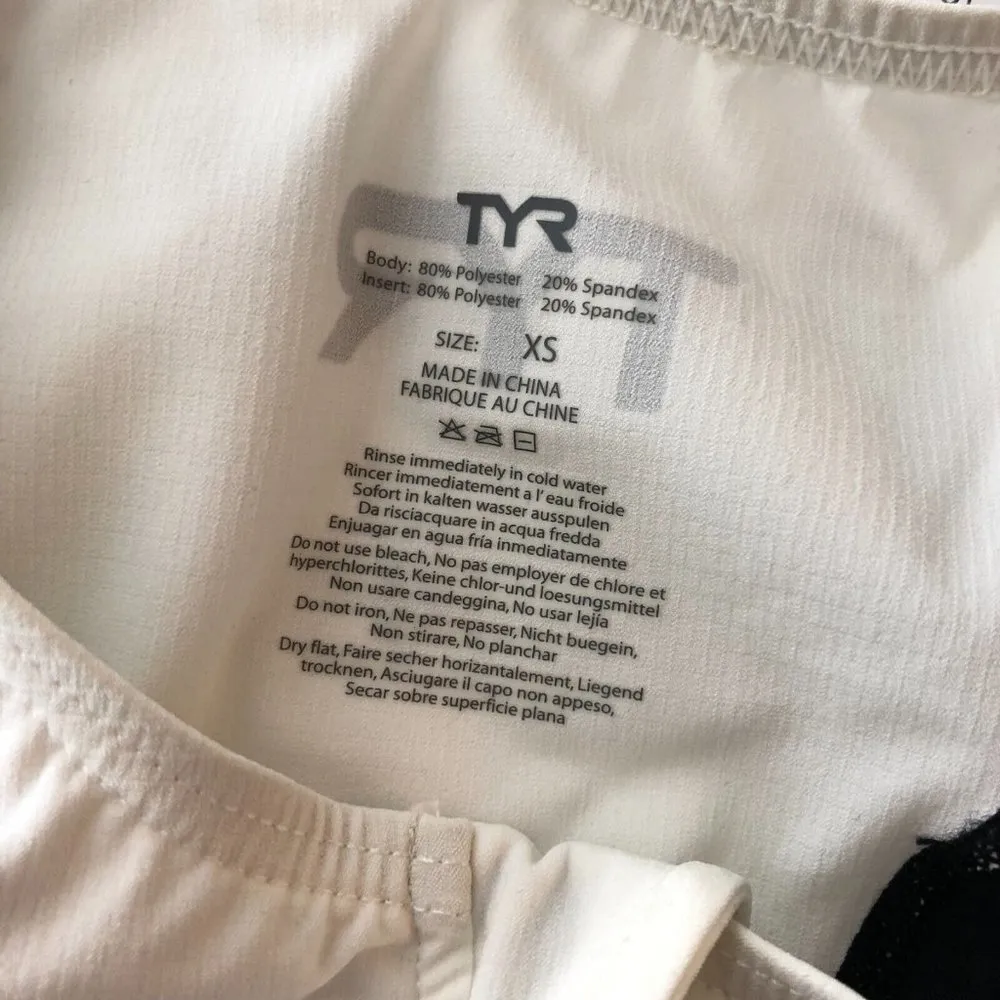 TYR Womens Competitor Singlet Moisture Wicking UPF 50+ Pocket White Black XS - Image 3