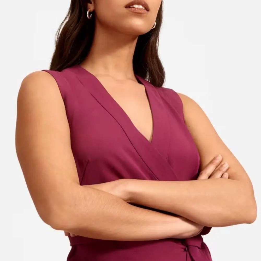 EVERLANE The Japanese GoWeave Sleeveless Wrap Dress Purple 8 - Image 4