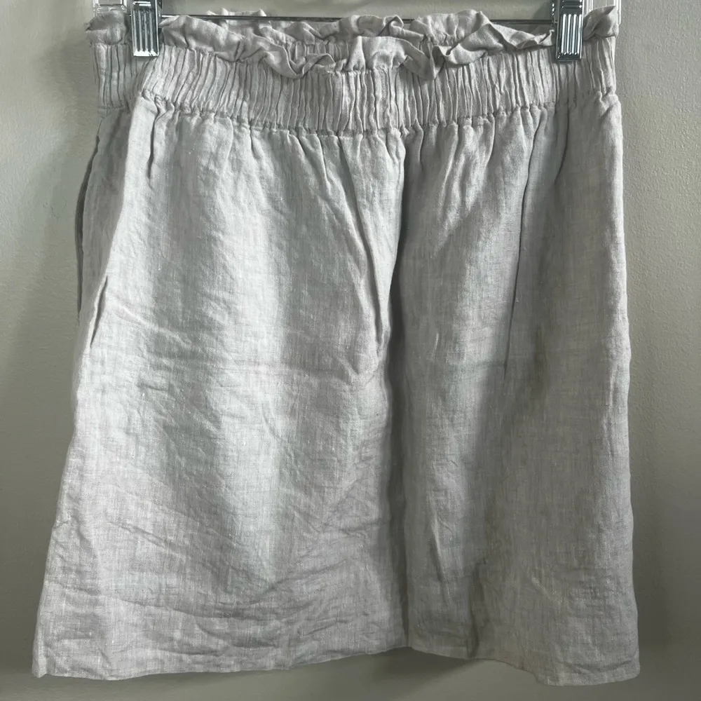 J. crew linen paper bag high waist mini skirt in cream oatmeal khaki tan - Image 4