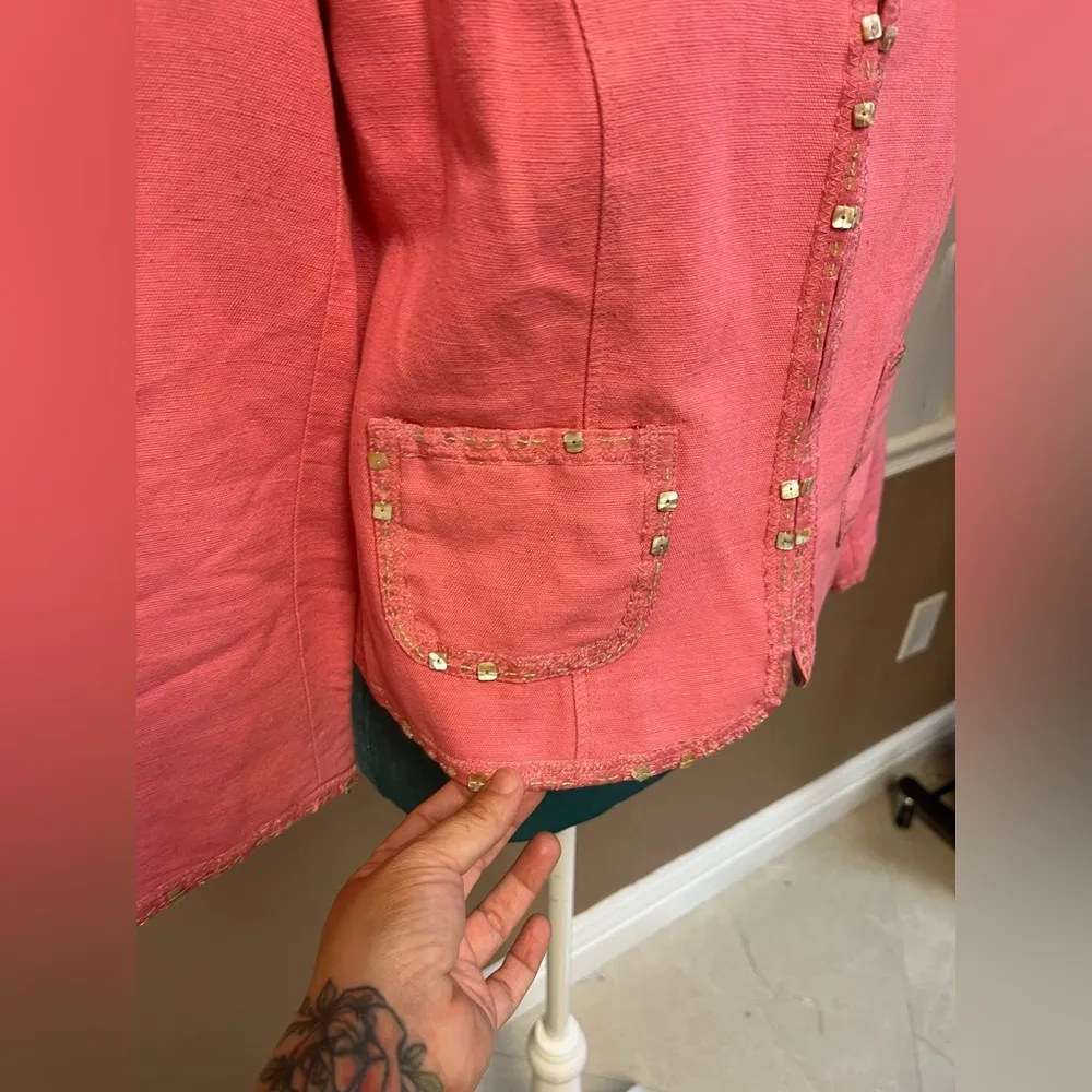 Sigrid Olsen  Linen Blazer – Pink Lightweight Jacket | Size 4 | Summer Layering - Image 5