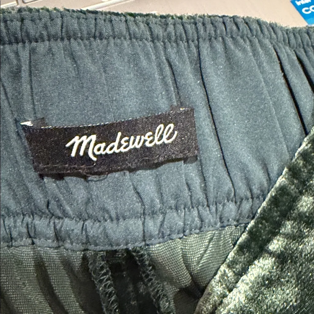 Madewell Green Velvet Wide Leg Pants cropped small - Image 4