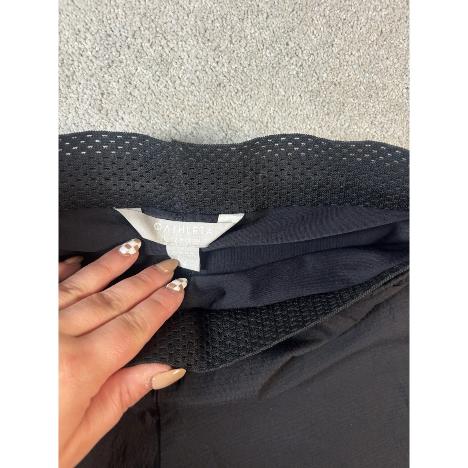 Athleta Shorts Women's 6 Black Crest 2 In 1‎ Shortie Elastic Waist Drawstring - Image 2